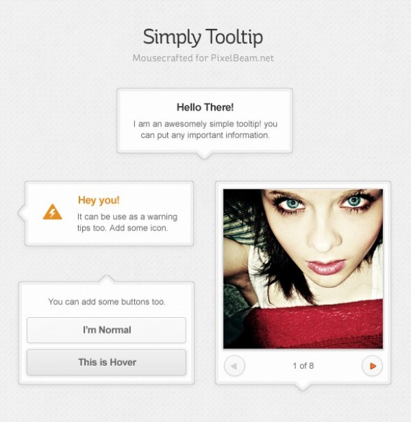 Clean Cool Tooltip Set with Slideshow PSD web unique ui elements ui tooltips tooltip stylish slideshow set quality psd original new modern light interface hi-res HD grey fresh free download free elements download detailed design creative clean buttons alert   