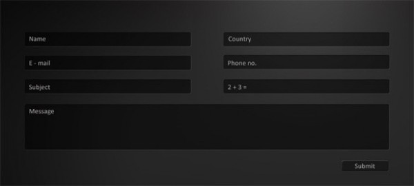 Dark Web UI Contact Form Element PSD web unique ui elements ui stylish quality psd original new modern interface hi-res HD fresh free download free form field elements download detailed design dark creative contact form contact clean box black   