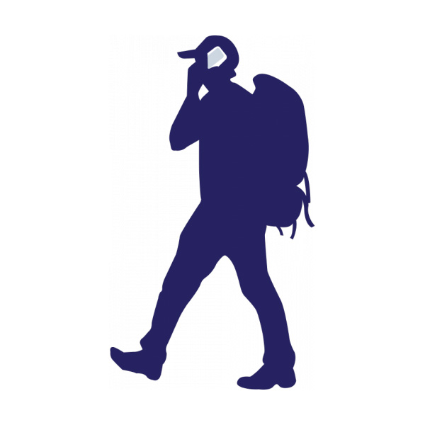 Backpacker with Phone Vector Silhouette with phone walking vector silhouette phone man free download free cell phone backpacker   