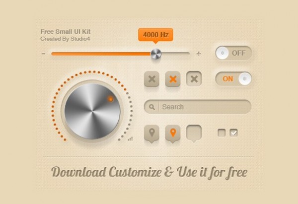 Small Sweet Web UI Elements Kit PSD web unique ui kit ui elements ui tooltip switch stylish slider set search field quality psd original orange on/off switch new modern metal control knob knob interface hi-res HD fresh free download free elements download detailed design creative controls clean check boxes   