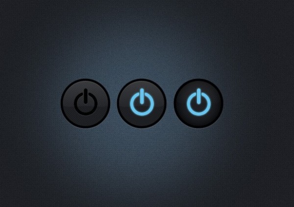 High Tech ON OFF Power Button Set PSD web unique ui elements ui stylish states set round quality psd power button power original on off on off new modern interface hi-res HD fresh free download free elements download detailed design dark creative clean buttons blue   