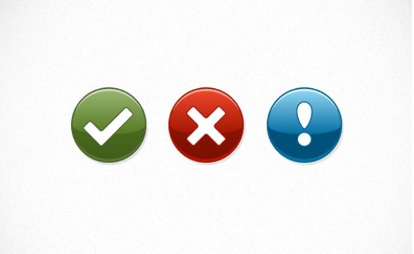 3 Glossy Notification Buttons/Icons Vector Set web warning vector unique ui elements stylish set round red quality psd original notification new interface illustrator icons high quality hi-res HD green graphic fresh free download free exclamation mark eps elements download detailed design cross creative colorful check buttons blue ai   