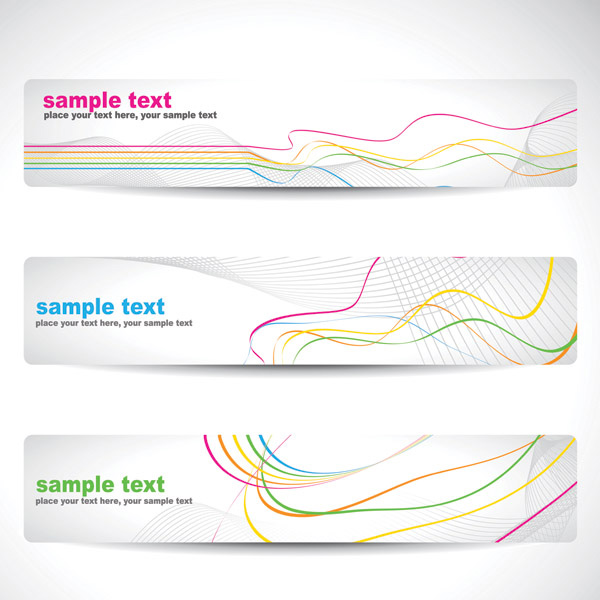 3 Swirl Color Lines Abstract Banners Set white vector swirls set modern lines header free download free colorful banners abstract   