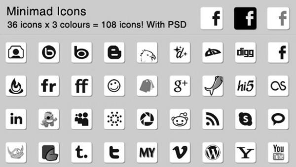108 Incredible Social Media Icons Pack PSD web unique ui elements ui stylish social icons set social set quality psd pack original new networking modern minimal Minimad light interface icons hi-res HD fresh free download free elements download detailed design dark creative clean bookmarking   