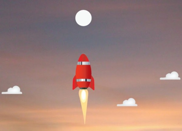 Rocket to the Moon Vector Illustration web vector unique ui elements svg stylish rocket red quality pdf original new moon rocket moon interface illustrator high quality hi-res HD graphic fresh free download free eps elements download detailed design creative cartoon background ai   