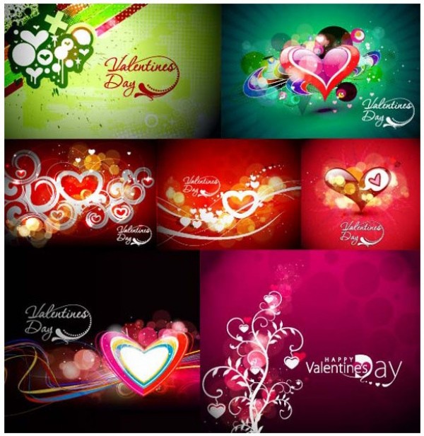 7 Valentine's Day Heart Vector Backgrounds web vector valentine's day Valentine unique stylish quality original illustrator high quality heart graphic fresh free download free download design creative card background abstract   