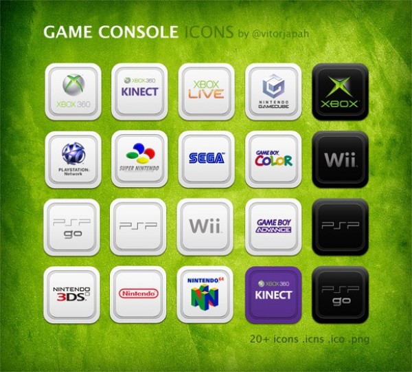 20 Smooth Games Console Icons Set Xbox Live Xbox 360 wii web unique ui elements ui stylish SNES set Sega quality PSP go PSP PSN icon png original Nintendo DS new modern Kinect interface ico icns hi-res HD GBC GBA games icons games console icons games Gamecube fresh free download free elements download detailed design creative clean   