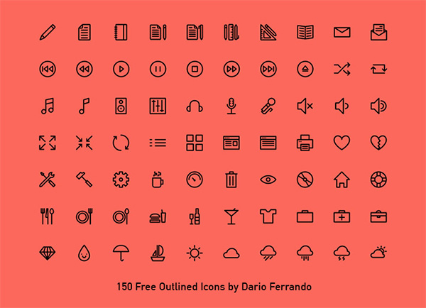 150 Simple Outline Web Icons Pack 876 webfont vector ui elements ui stroke simple outline icons outline line icons free download free font   