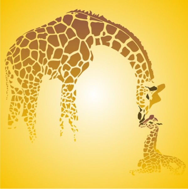 Giraffe Mother & Baby Abstract Vector Background yellow glow web vector unique sun stylish quality original mother giraffe illustrator high quality graphic glow giraffe fresh free download free eps download design creative cdr background baby giraffe ai african Africa abstract   