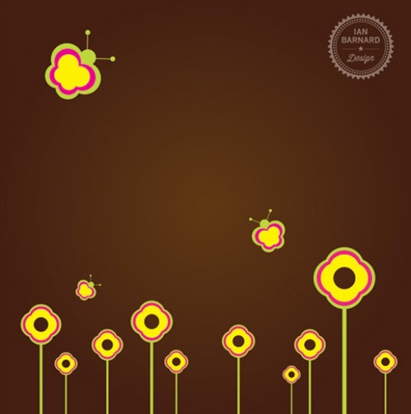 Simplistic Flower Garden Butterflies Vector Background yellow web vector unique ui elements stylish simplistic simple quality original new interface illustrator high quality hi-res HD graphic garden fresh free download free flowers floral eps elements download detailed design creative butterflies brown background art abstract   