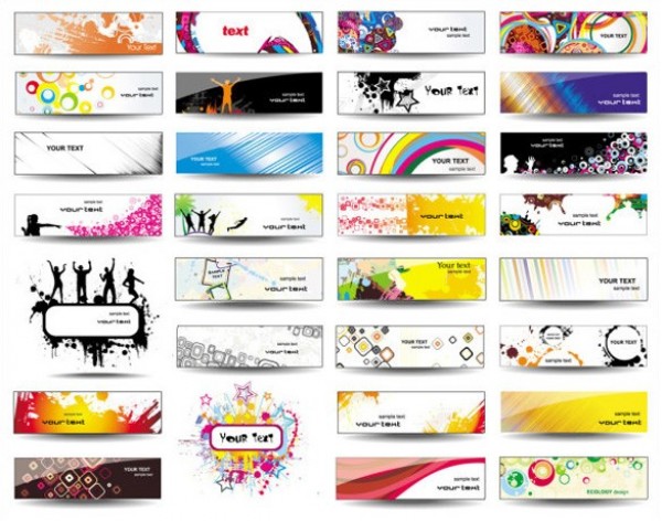 32 Banner Style Card Vector Set web vector unique ultimate ui elements text templates stylish quality pack original new modern interface illustration high quality high detail hi-res headers HD graphic fresh free download free elements download detailed design creative cards business banners   