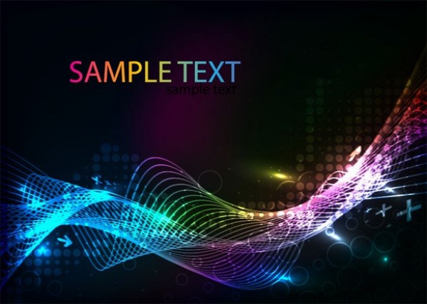Neon Waves Abstract on Dark Vector Background web waves vector unique stylish quality original neon lines illustrator high quality halftone graphic fresh free download free eps download design dark curves creative colorful black background   
