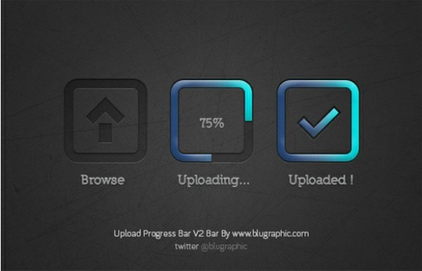 3 Stage Upload Progress Bar Set PSD web uploading uploaded upload unique ui elements ui stylish square set quality psd progress bar percentage percent original new modern interface hi-res HD gradient fresh free download free elements download detailed design creative clean circular check button browse blue   