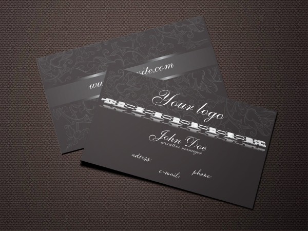 Dark Jewelry Business Card – Free Template vector jewelry free business cards dark brown   
