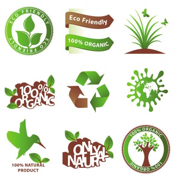 9 Natural Organic Green Vector Icons web vector unique ultimate tree stylish recycle quality pack original organic new natural modern illustrator icons high quality green graphic fresh free download free ecology eco friendly eco earth download design creative   