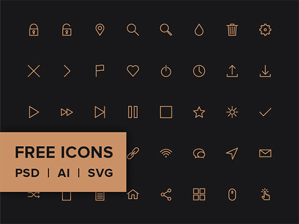 40 Thin Line Web Glyph Icons Vector Set webfont vector set mini line icons line icons glyph   