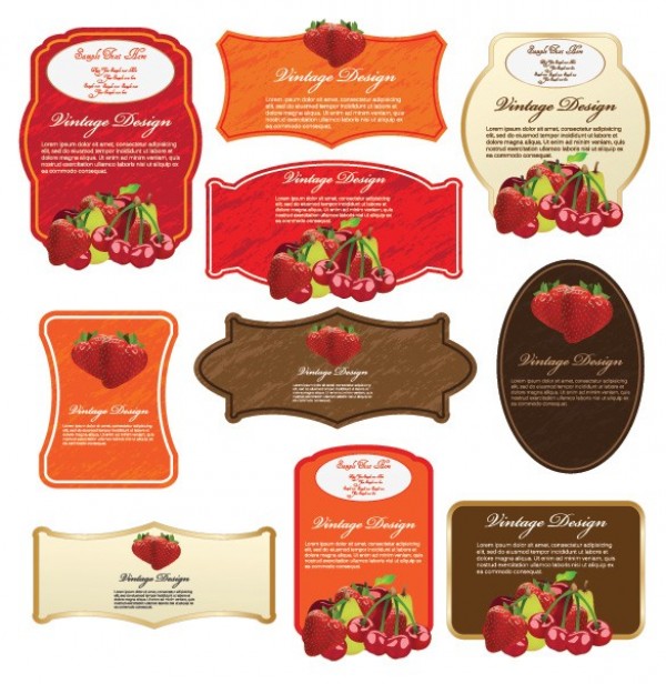 2 Sets Fruit & Vegetable Vector Labels web vegetable vector unique ui elements tomato stylish strawberry quality peppers original new labels interface illustrator high quality hi-res HD graphic fruit fresh free download free elements download detailed design creative colorful cherries   