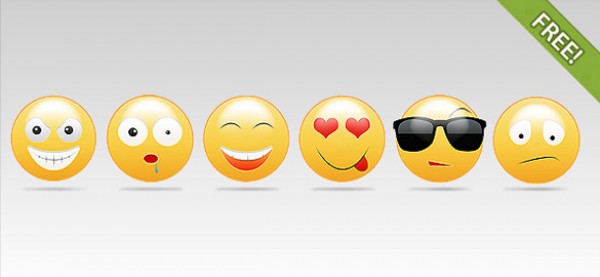 6 Smiley Emoticon Icons yellow vectors vector graphic vector unique smilely quality photoshop pack original modern illustrator illustration high quality fresh free vectors free download free faces emoticons download creative ai   