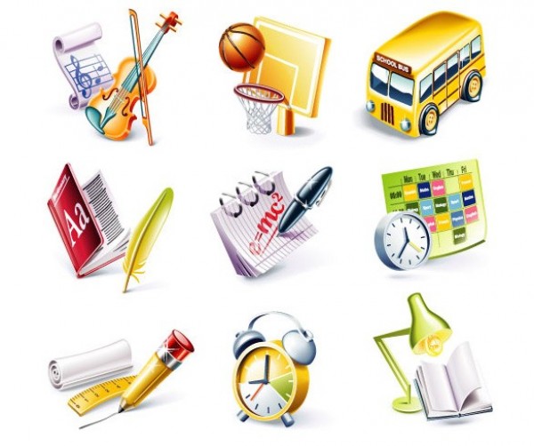 9 College Campus Vector Icons Set web violin lessons violin icon vector unique ui elements stylish set school bus school quality original new math interface illustrator icons high quality hi-res HD graphic fresh free download free elements download detailed design creative college campus basketball icon   