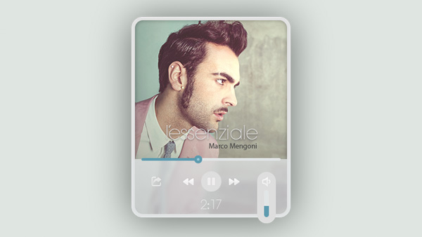 Glass-like Music Player Interface PSD web unique ui elements ui transparent stylish quality psd progress bar player original new music player modern interface hi-res HD glass futuristic fresh free download free elements download detailed design creative controls clear clean artwork album   
