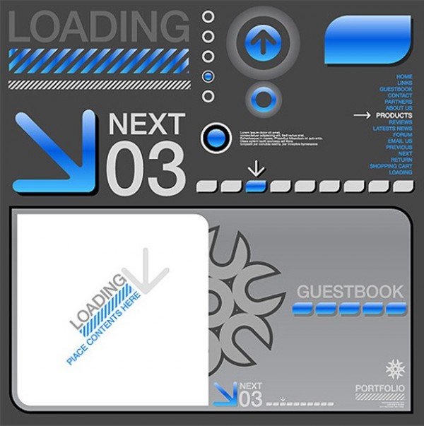 Creative Modern Web Elements Vector Kit web kit web vector elements vector unique ui elements stylish quality original new loading bar kit interface illustrator high quality hi-res HD grey graphic fresh free download free elements download detailed design creative buttons blue   
