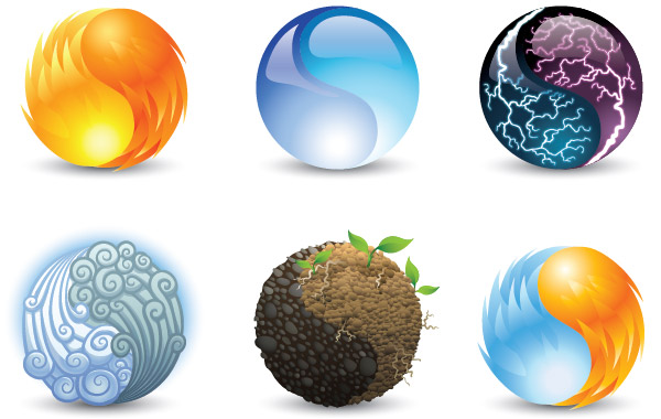 6 Taiji Yin Yang Ball Logotypes Set yin yang taijin nature logotypes logos ball   