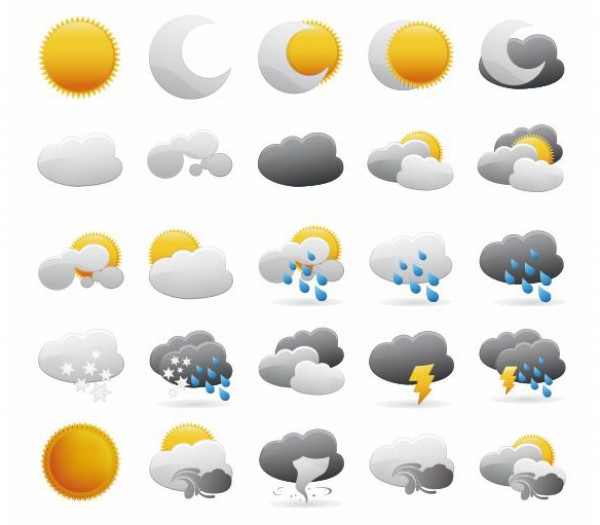 25 Weather Icons Vector Graphic vector icons symbol sun summer storm snowflake snow sign set season rays Ray rain psd night nature moon Meteorology lightning icons icon free vectors free icons free downloads eps cdr ai   