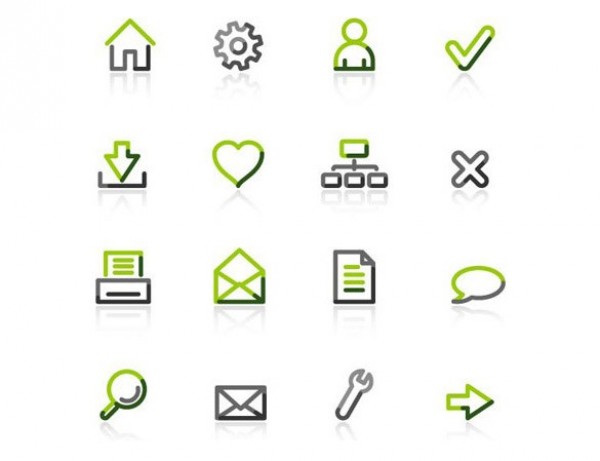 16 Green Simplistic Vector Web Icons Set web vector unique ui stylish simplistic simple set quality original new interface illustrator icons high quality hi-res HD grey green icons gray graphic fresh free download free elements download detailed design creative   