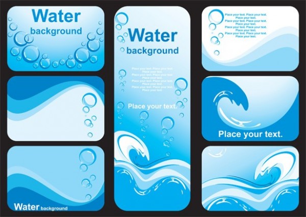 7 Water Themed Vector Banners Set web wave water vertical vector unique ui elements stylish set quality pdf original new jpg interface illustrator high quality hi-res HD graphic fresh free download free eps elements Drops download detailed design creative blue banners abstract   
