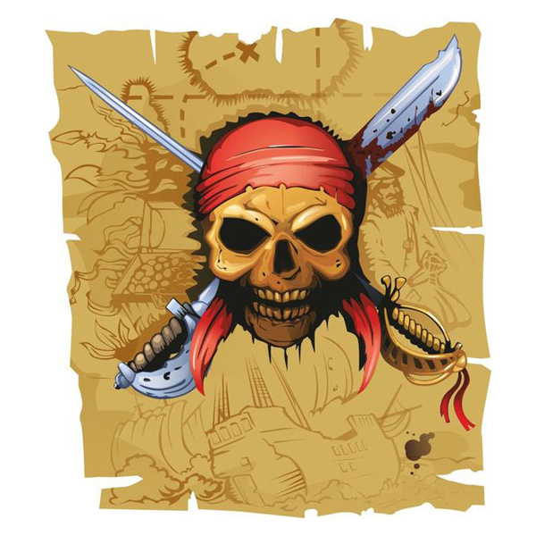 Pirate Skull with Sword and Dagger Graphic web weathered vector unique ui elements treasure map treasure tattered sword stylish skull ripped quality pirate skull pirate map pirate original old new map interface illustrator high quality hi-res HD graphic fresh free download free elements download detailed design dagger creative cdr blood   