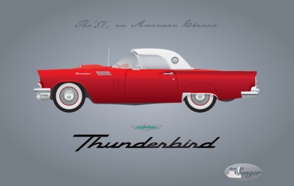 Classic Red 1957 Thunderbird Car Vector web vintage vector unique ui elements thunderbird stylish retro red quality original new interface illustrator hotrod high quality hi-res HD graphic fresh free download free ford elements download detailed design creative collectible classic car ai 57 1957   