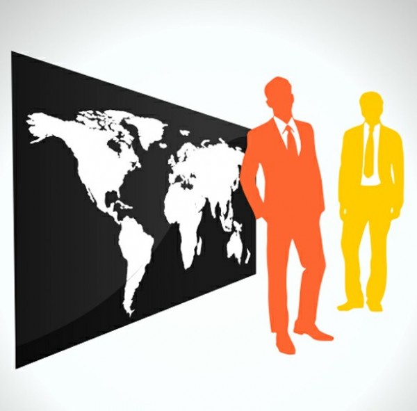 Businessmen World Map Vector Silhouette world map web vector unique ui elements stylish silhouette quality original new men interface illustrator high quality hi-res HD graphic fresh free download free eps elements download detailed design creative corporate cdr businessmen business men business background angled world map ai   