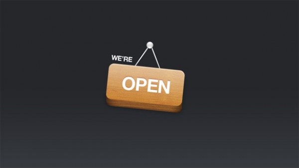 Wooden "We're Open" Sign PSD wooden sign web shop open web we're open sign we are open unique ui elements ui stylish simple sign quality psd original opening new modern interface hi-res HD fresh free download free elements download detailed design creative clean 3d   