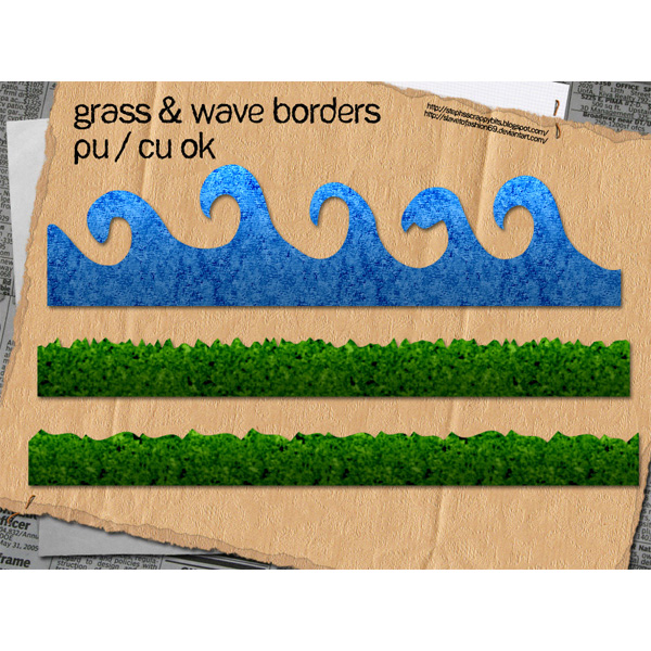 High Res Grass and Waves Borders Set web waves border unique ui elements ui stylish set quality png original new modern interface high resolution hi-res HD green grass border grass border fresh free download free elements download detailed design csh creative clean border blue wave border   