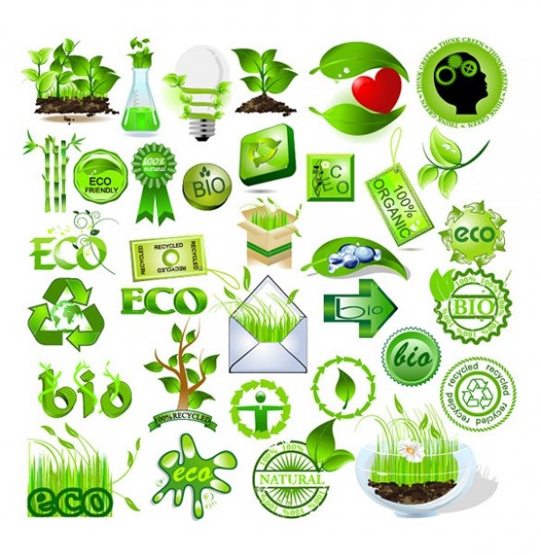 Go Green Eco/BIo Organic Vector Elements Pack web vector unique ui elements trees stylish stickers set recycle quality plants pack original organic new nature leaves interface illustrator icons high quality hi-res HD graphic fresh free download free elements eco download detailed design creative bio   