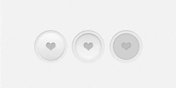 Smooth Round "Like" Heart Buttons PSD white web unique ui elements ui stylish states round quality psd pressed original normal new modern like button light interface hover hi-res heart HD fresh free download free elements download detailed design creative clean active   