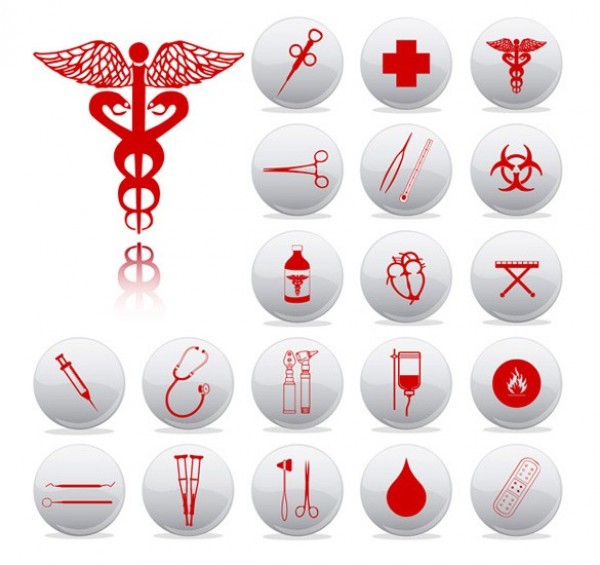 20 Medical Instruments & Symbols Icons Set wings web vector unique ui elements tools symbol stylish snake set quality original nurse new medical instruments medical icons medical equipment interface illustrator icons high quality hi-res HD graphic fresh free download free eps elements download doctor detailed design crutches creative caduceus   