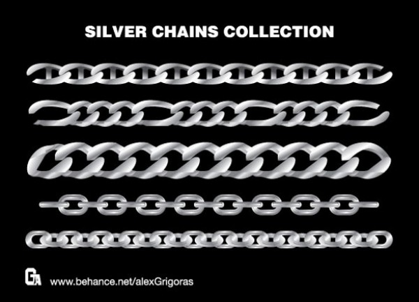Silver Chain Collection vectors vector graphic vector unique silver chain silver quality photoshop pack original modern links illustrator illustration high quality fresh free vectors free download free download creative chain ai   