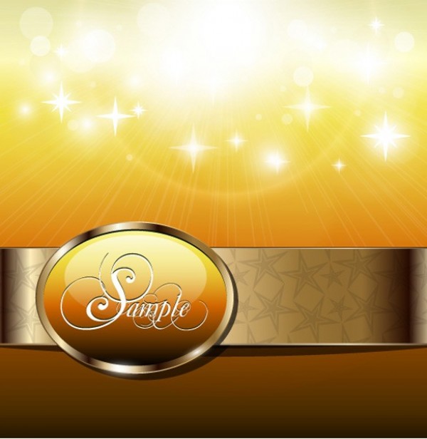 Glossy Golden Banner Badge Vector Background web vector unique stylish stars ribbon quality original illustrator high quality graphic golden gold glowing glossy fresh free download free download design creative banner badge background   