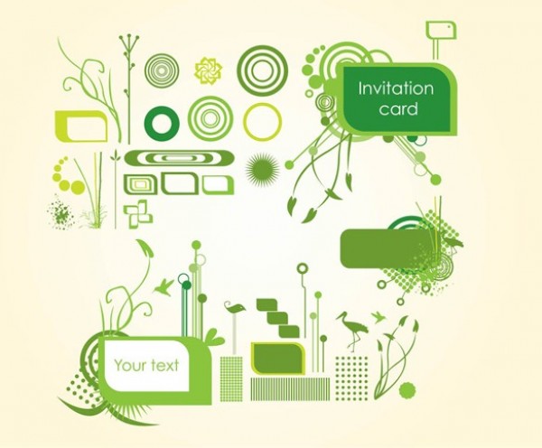 Green Organic Design Elements Vector Set web vector unique ui elements stylish shapes quality pdf original organic new interface illustrator high quality hi-res heron HD green graphic geometric fresh free download free floral elements eco download detailed design creative card bird bio background ai abstract   