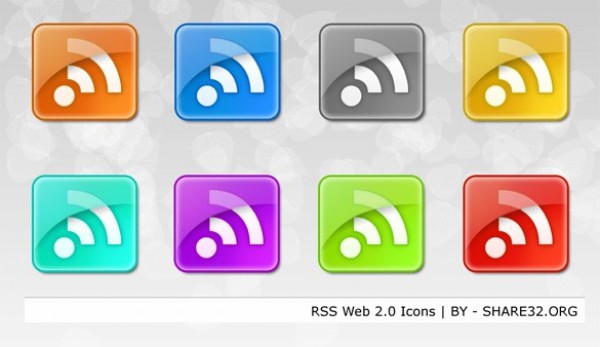 Shiny RSS Web 2.0 Icons Set PNG web 2.0 web unique ui elements ui stylish square simple RSS icons RSS feed icons quality original new modern interface hi-res HD glossy fresh free download free elements download detailed design creative colorful clean   