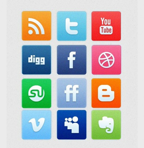 12 Colorful Noise Social Media Icons Set PNG web unique ui elements ui stylish social icons set rounded quality png original noise new networking modern interface icons hi-res HD fresh free download free elements download detailed design creative colors colorful clean bookmarking   