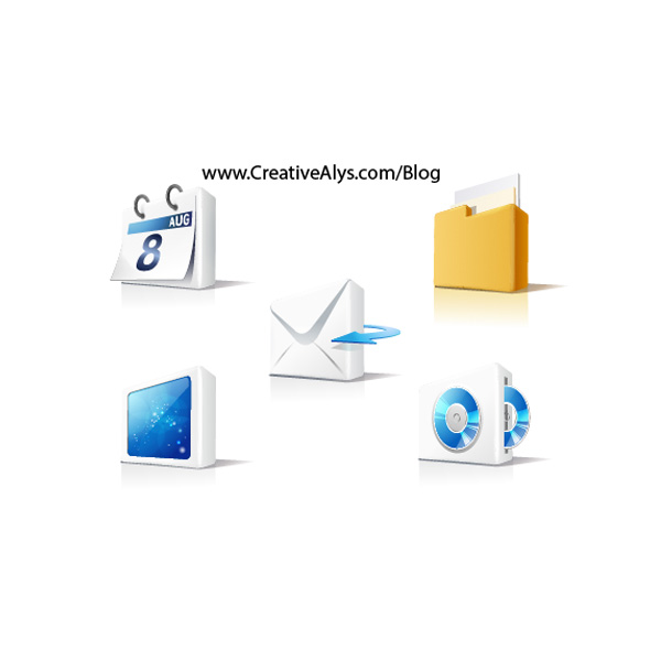 5 Office Theme 3D Vector Icons Set white web vector icons vector unique ui elements stylish set screen quality original office new monitor mail interface illustrator icons high quality hi-res HD graphic fresh free download free folder icon folder flip calendar envelope elements download disc drive disc detailed design creative blue ai 3d   