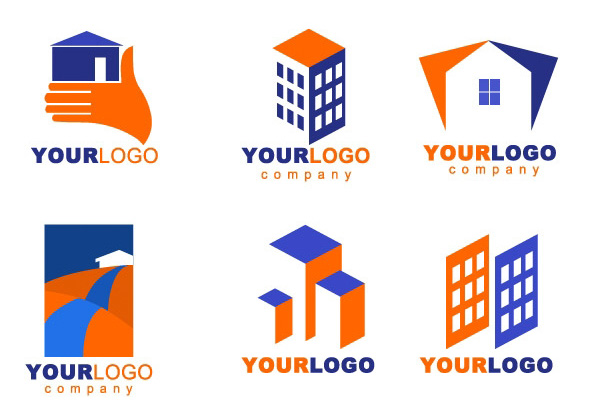 6 Real Estate Building Logos Set vector set real estate logotypes logos logo land house free download free building   