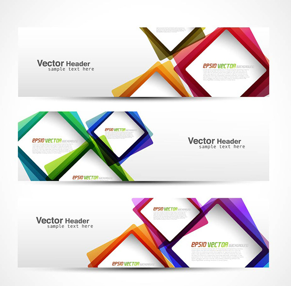 3 Colorful Frames Abstract Header/Banner Set vector squares set header free download free colorful banners banner abstract   