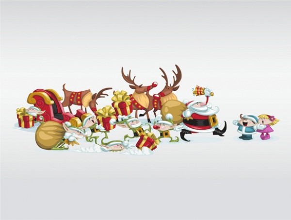 Cartoon Christmas Characters Set web vector unique ui elements stylish santa reindeer quality pdf original new kids interface illustrator high quality hi-res HD graphic funny fresh free download free elves elements download detailed design creative characters cartoon ai   