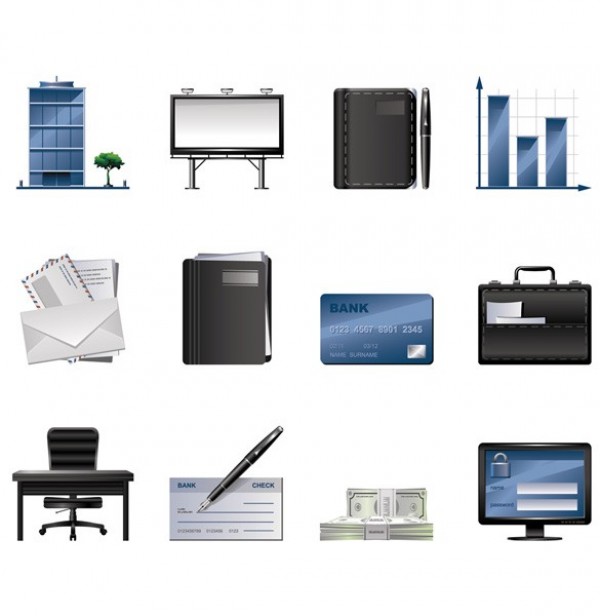 Detailed Business Commerce Vector Icons web vector unique ui elements stylish quality original new money mail interface illustrator icons high quality hi-res HD grey graphic graph fresh free download free folder elements download detailed desk design daytimer credit card creative computer commerce business briefcase bookshelf blue bills   