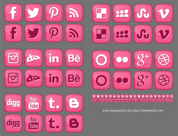 20 Pink Rounded Social Media Icons Pack ui elements social icons social set rounded png pink networking media interface icons free download free download   