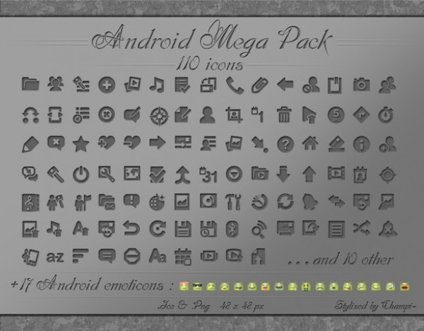 110 Impressive Android Icons Mega Pack PNG web unique ui elements ui stylish set quality png pack original new modern interface inset icons hi-res HD grey fresh free download free elements download detailed design creative clean android icons android 48px   