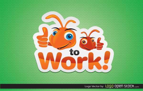 Funny Ant GO TO WORK Vector Logo work sticker sign logotype logo go to work funny free download free ant   